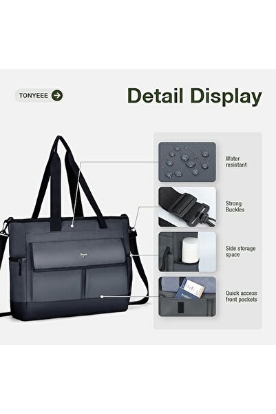 Tonyeee Geanta sport laptop de de 15,6 inch,, gri,13x38cm,34 cm,