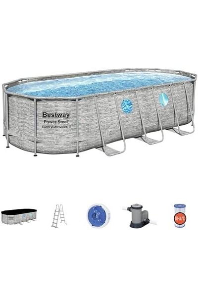 BESTWAY Power Steel Swim Vista Series 18' x 9' x 48"/5.49m x 2.74m x 1.22m Oval Pool Set