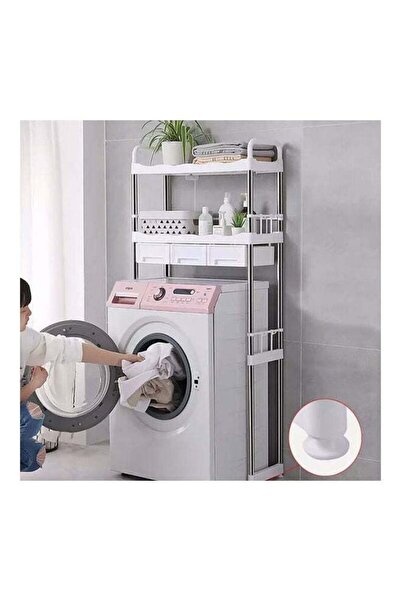 Smart Kitchen رف تخزين غسالة مع درج أبيض 69x26x144 سم