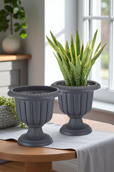 TEMMUZ HOME 2 Nergis Saksı 3,4 Litre Plastik Ayaklı Çiçek Saksısı