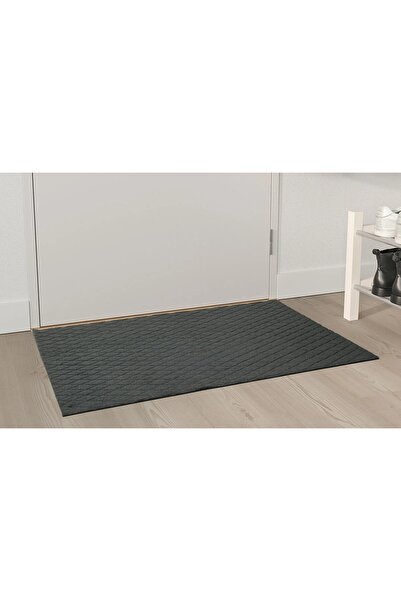TEZPAZAR Österild Kapı Önü Paspası Uzunluk 90 Cm Desenli İnce Paspas Koyu Gri Genişlik 60 Cm I.k:e.a