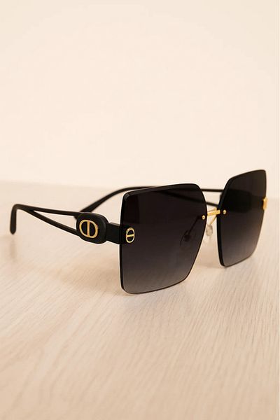 LAALUNA Rimless Oversized Square Sunglasses with Black Temples