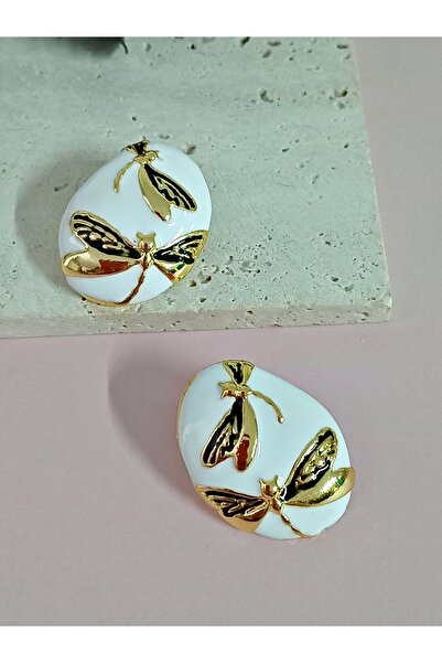 mos&more Beyaz Gold Yusufçuk Şık Küpe