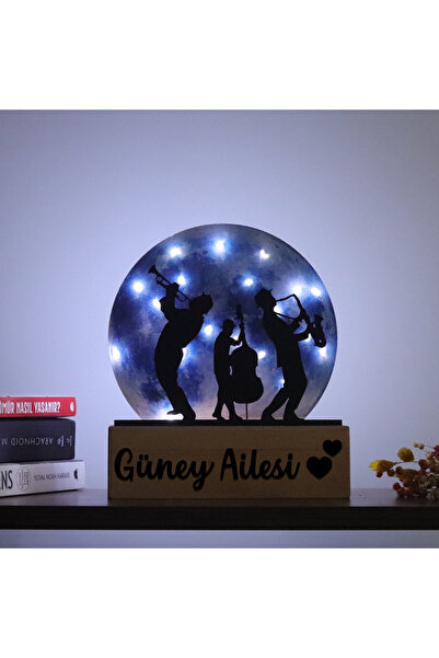 Lucenda Işıklı Pleksi Dolunay Kişiselleştirilebilir Dekoratif Biblo Orkestra ...