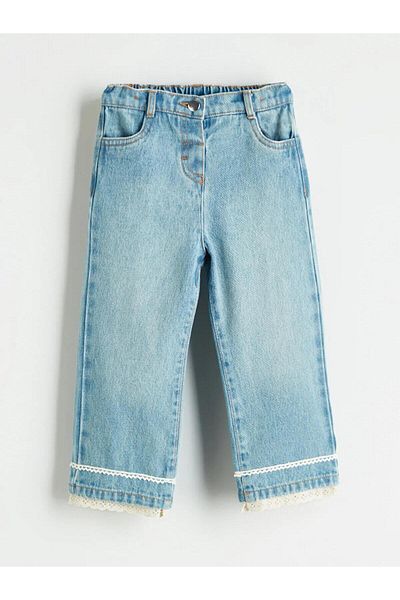 LC Waikiki Girls' Jean Pants with Adjustable Elastic Waist (W5)