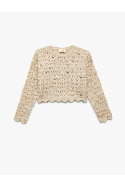Koton Long Sleeve Crew Neck Sweater with Lace Detail