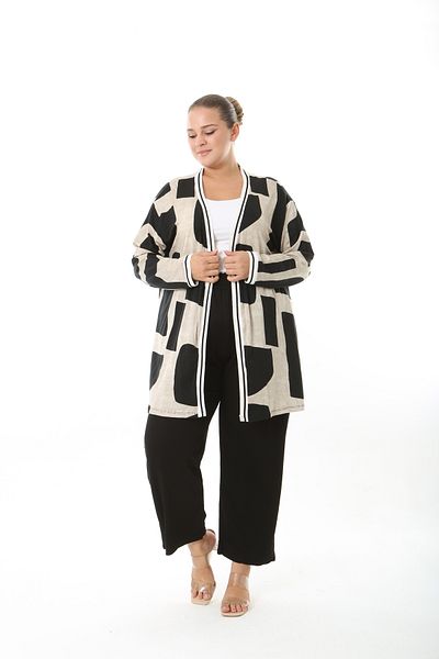 XL Modam Women's Lycra Viscose Patterned Large Size Cardigan