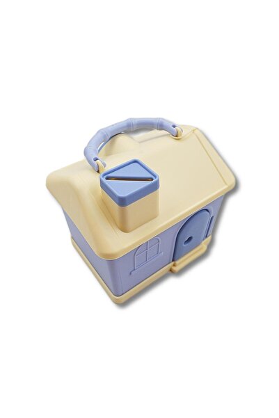 Linea Plastic House Shaped Piggy Bank with Lock (3438) Yellow-Lilac