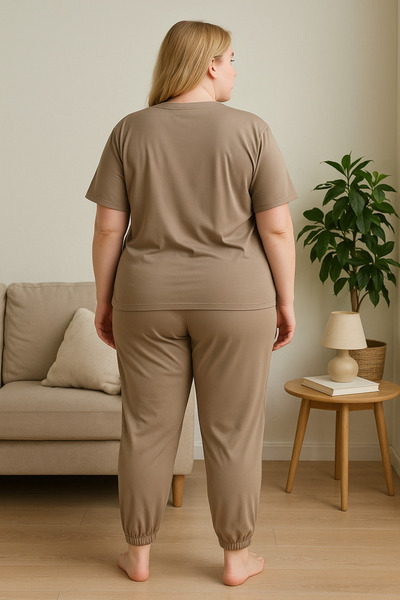 LXL Women's Plus Size Pajama Set Kahv-Lov-Ans