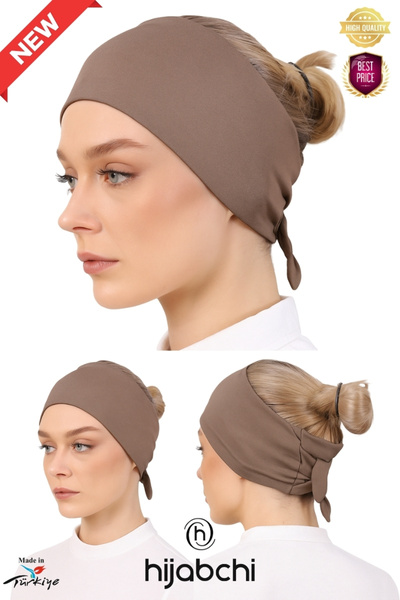 hijabchi Розкішна бандана з кісткою, віскозна підкладка для хіджабу - темно-бірзовий