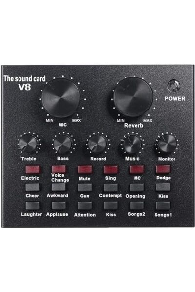 Shopi Multifunctional Live Sound Card USB Audio Interface Intelligent Volume Adjustable Audio Mixer Sound