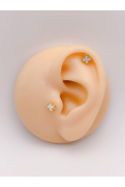 Trinos Cerrrahi Çelik Piercing ( Pirsing ) Marka Yonca Figürlü Tragus Helix P...