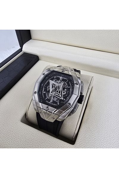 Watch Hublot Sang watch, gray, with a very strong plastic strap
