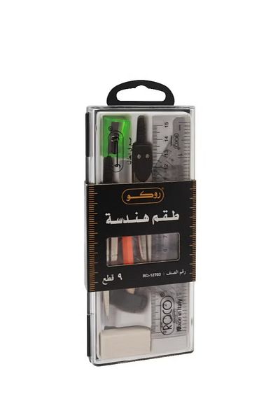 Roco 300 Geometry Set – Plastic & Steel, 9 Pieces