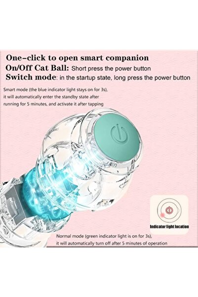 NECOMI Interactive Smart Cat Ball, Automatic Cat Toys with LED Light, 360° Rotating Smart Kitten To