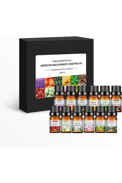SKY TOUCH SKY-TOUCH Essential Oils Set, Oily Diffuser Scented Oils, 100% Natural Therapeutic, 12pcs x 10 mL Ar