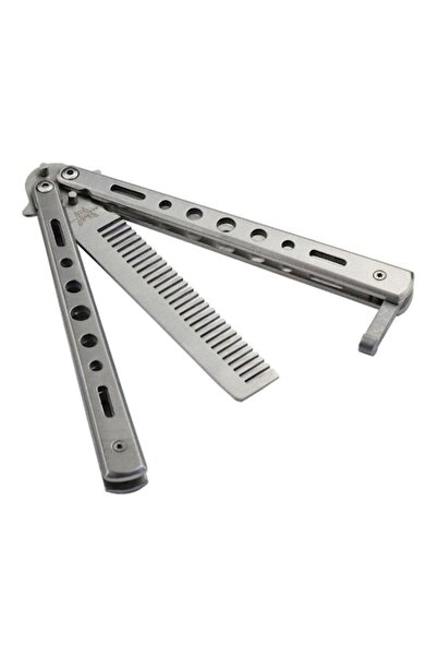 Raffine مشط شعر على شكل فراشة على شكل سكين فضي