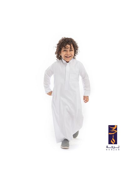 burjah School Thobe - Classic Saudi Thobe for Kids from Burjah - White 44