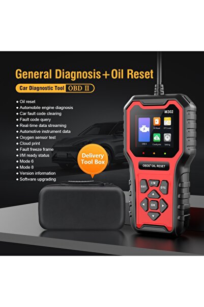 TECHSTAR M302 Car Diagnostic Tester, OBD II, Oil Service Reset, Live Data, O2 Sensor Test, QR Code