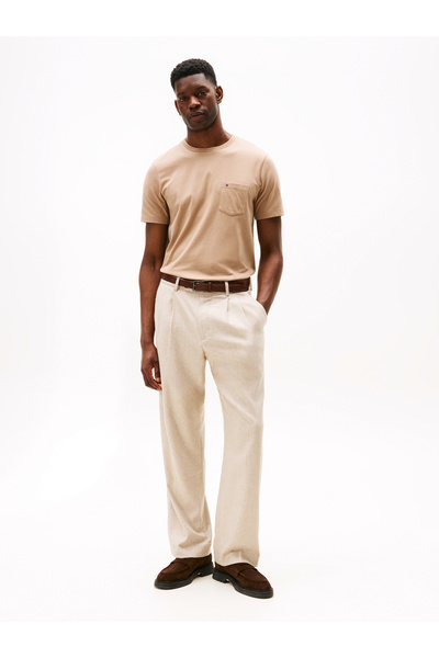 Tommy Hilfiger Tommy Hilfiger Men Coastal Taupe Short Sleeve Crew Neck Patch Pocket T-Shirt