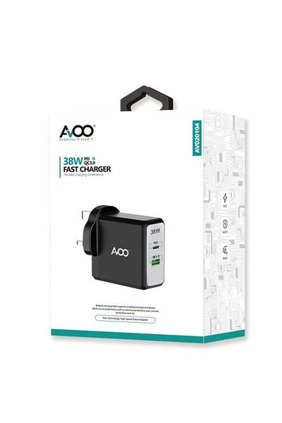 AVOO USB C Plug, Fast Wall Charger with Dual USB Ports 38W
