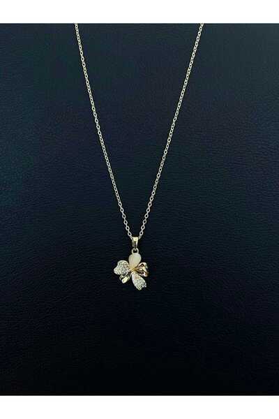 Beyza Jewelry Yonca Taşlı Gold Kolye