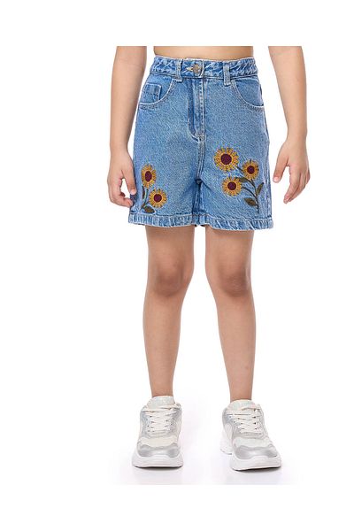 R&B Embroidered Denim Shorts