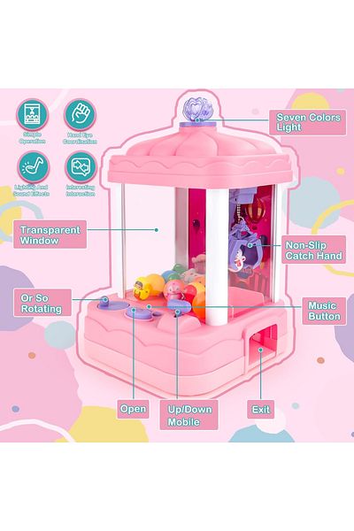 rexa deAO Clip Machine,Electric Claw Machine for Kids with 8 Dolls&5 Balls,Mini Claw Machine for Kids