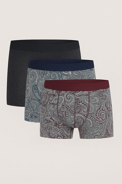 ROZELT Men's Mixed Pattern Modal 3-Piece Boxer