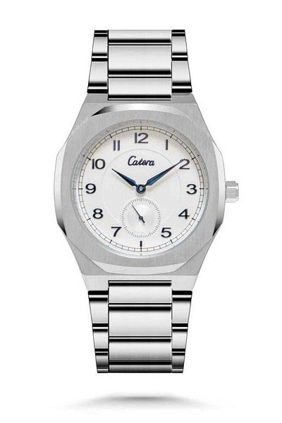 catera Catira Men's Steel Silver Watch with Blue Numbers