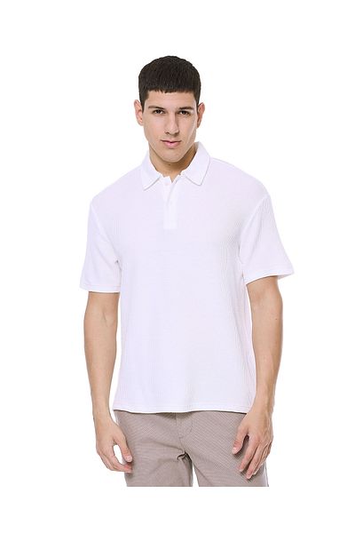 R&B Textured Polo T-Shirt with Short Sleeves