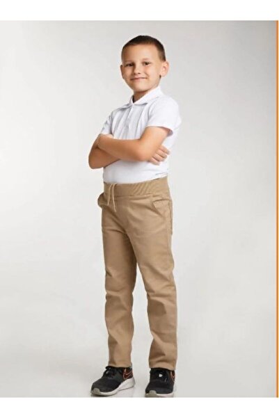 Nacar Unisex Ribana Bel Kanvas Rahat Kalıp Okul Pantolon (BİR BEDEN BÜYÜK TERCİH EDİLEBİLİR.)