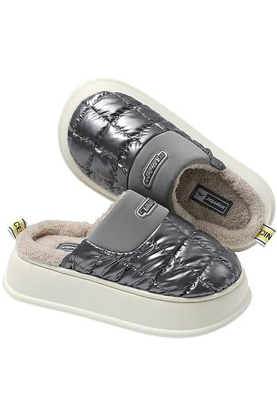 Intisimo Women's Slippers, Mega Light, Furry, Thick Sole, Gray - 40-41