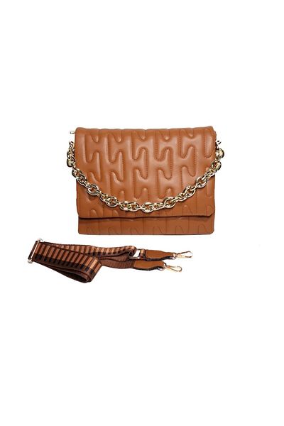 L-line fashion Women's bag, eco-leather, quilted look, camel brown