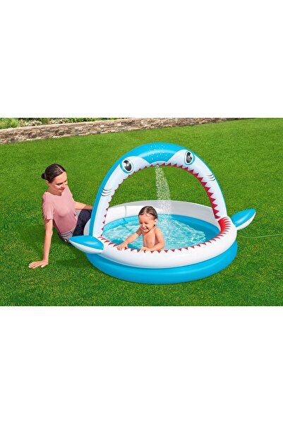 BESTWAY Sharktastic Paddling Pool with Water Sprinkler 163 x 127 x 92 cm