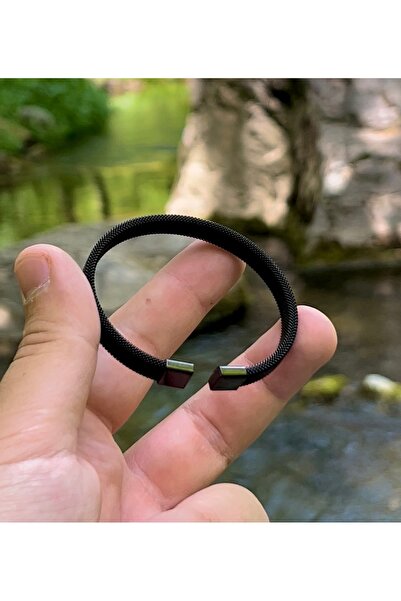 Takı Zanaatkarı Siyah 316L Paslanmaz Çelik Erkek Kelepçe Bileklik - Şık ve Da...