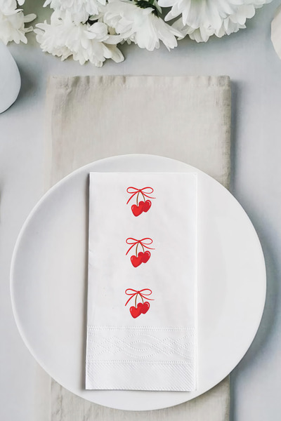 Peçetella مناديل تشيري كيراز مطبوع للتقديم 15×33 33×33