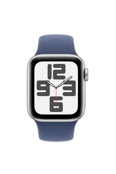 Apple Smartwatch Watch SE (2024), GPS, Silver Aluminum Case 40mm, LTPO OLED Display, 32GB, Denim Spo