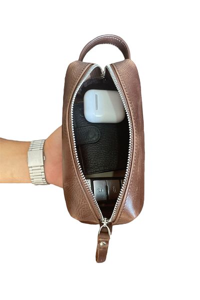 SANAT Unisex Genuine Leather Portfolio Clutch Stylish and Gentle Shaving Cosmetic Care and Daily Hand Bag 19X9X10
