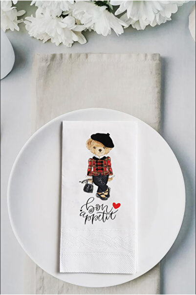 Peçetella منديل تقديم مطبوع من بون أبتيت 20 قطعة 33x33