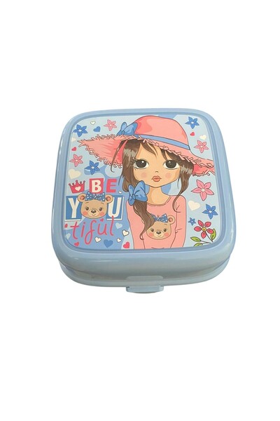 Artlantis Lunch Box 4 Compartments Blue Color Girl Figure 1 Piece Food Storag...