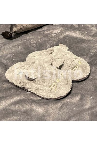 Intisimo Girls' Slippers, Furry, Warm, Kitty, Gray - 32