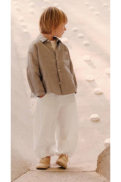 NOBLEKIDS Children's Suit – Brown Shirt & White Trousers