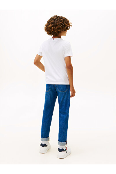 Tommy Hilfiger Tommy Hilfiger Boys White Short Sleeve Crew Neck Essential Cotton Regular Fit T-Shirt