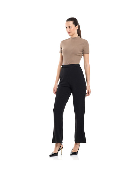 R&B Textured Flared Pants with Elastic Waist