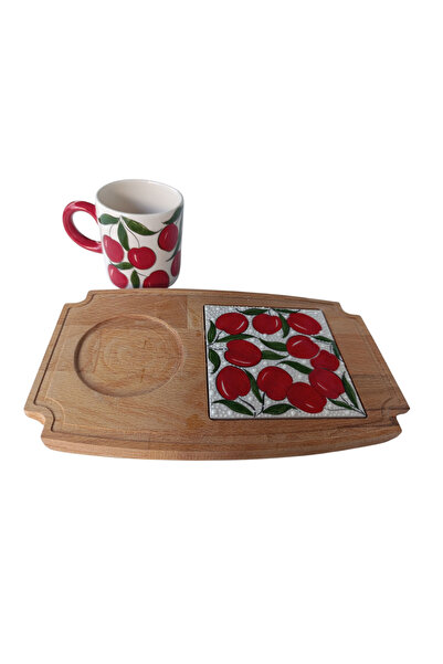 shop Handmade Cherry Patterned Single Wooden Presentation Cup