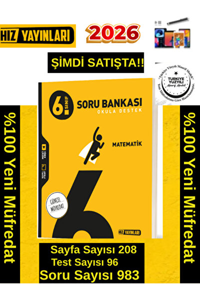 Hız Yayınları 2026 6.Sınıf Matematik-Türkçe-Fen-Sosyal %100 Yeni Marif Müfredat Soru Bankası+Kalem
