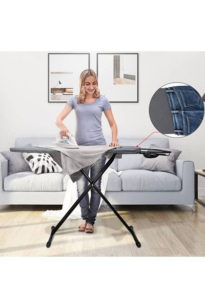 HYX Black Ironing Board, Heat Resistant Iron Board With Steam Iron Rest, Foldable Ironing Stand