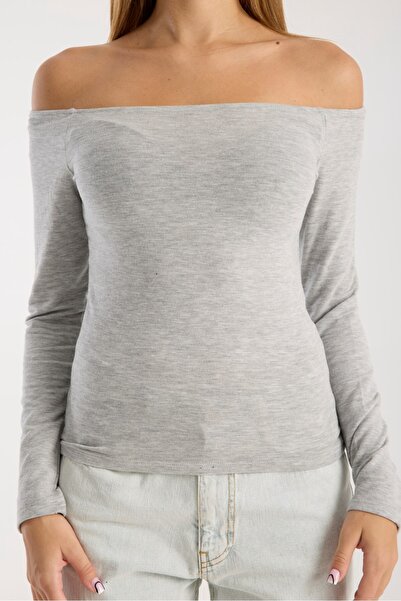 G-FOX Women's Long Sleeve Wide Neckline Stretchy Blouse – Modern and Elegant 3007