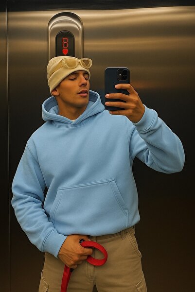 DM DOLCE MORE سترة رياضية بلون واحد للجنسين مصنوعة من القطن الممشط بثلاث خيوط